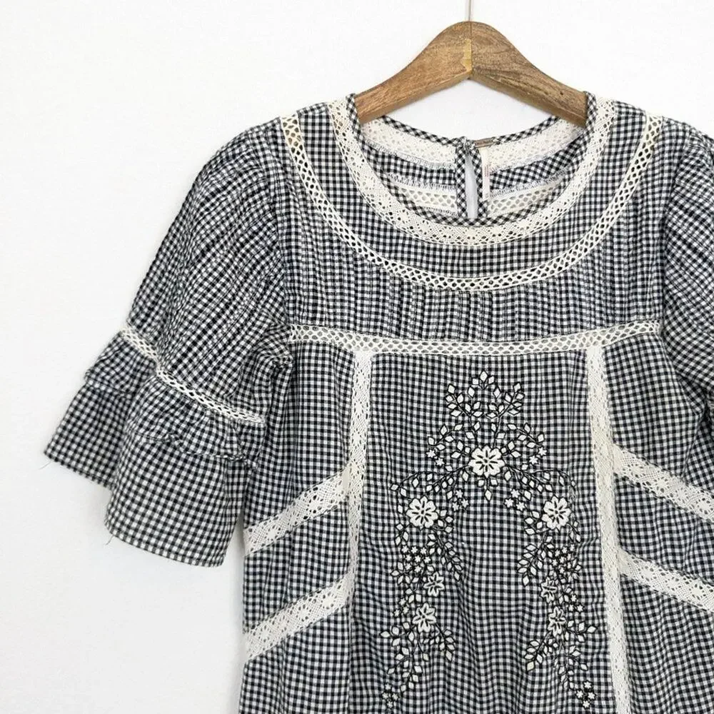 Free People Black & White Sunny Day Shirt Dress